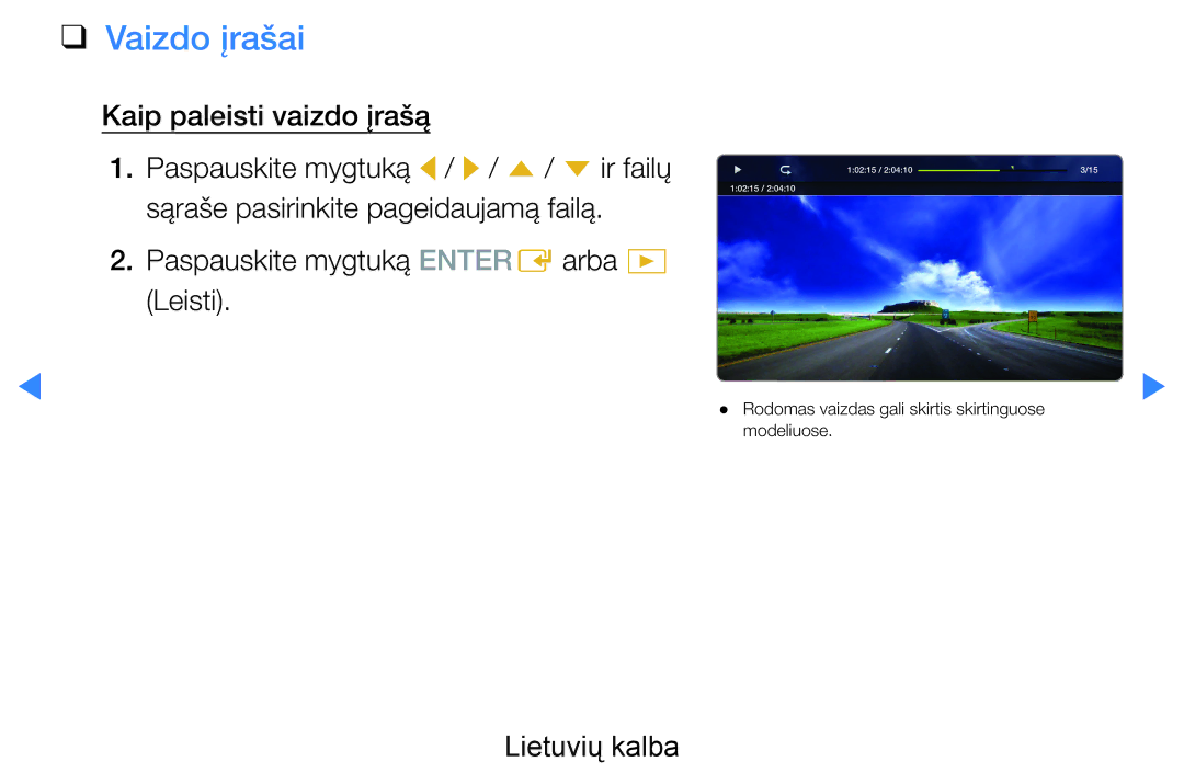 Samsung UE40D8000YSXXH, UE40D7000LSXXH Sąraše pasirinkite pageidaujamą failą, Paspauskite mygtuką Enter E arba ∂, Leisti 