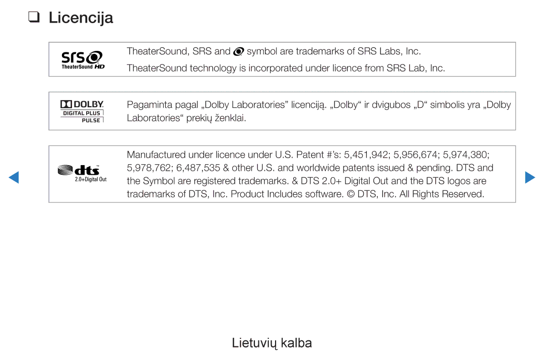 Samsung UE40D7000LSXXH, UE40D8000YSXXH, UE46D7000LSXXH, UE55D8000YSXXH, UE55D7000LSXXH, UE46D8000YSXXH manual Licencija 