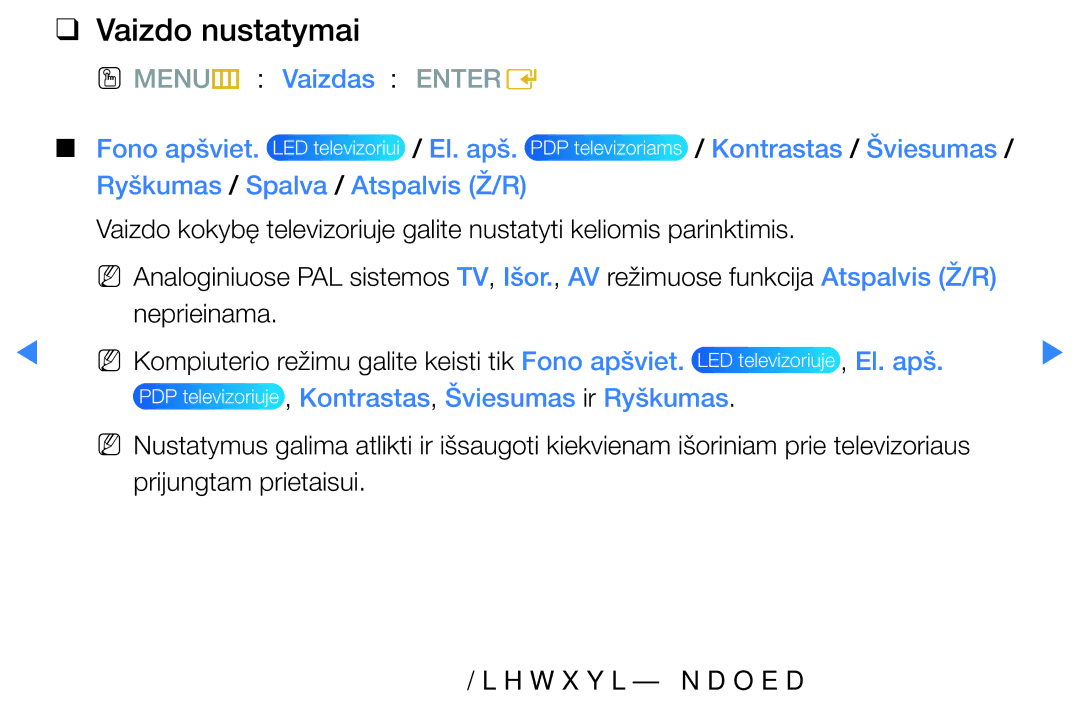 Samsung UE60D8000YSXXH, UE40D8000YSXXH, UE40D7000LSXXH manual Vaizdo nustatymai, El. apš, Kontrastas, Šviesumas ir Ryškumas 