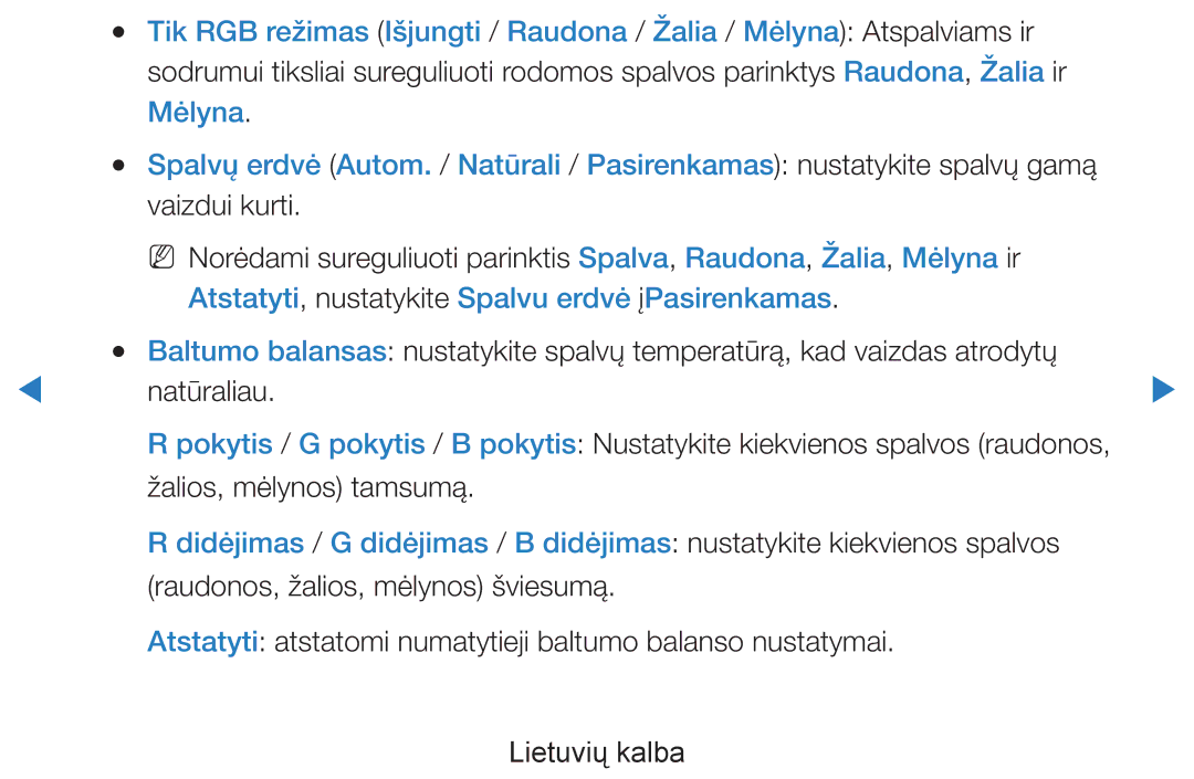 Samsung UE46D7000LSXXH, UE40D8000YSXXH, UE40D7000LSXXH, UE55D8000YSXXH Atstatyti, nustatykite Spalvu erdvė įPasirenkamas 