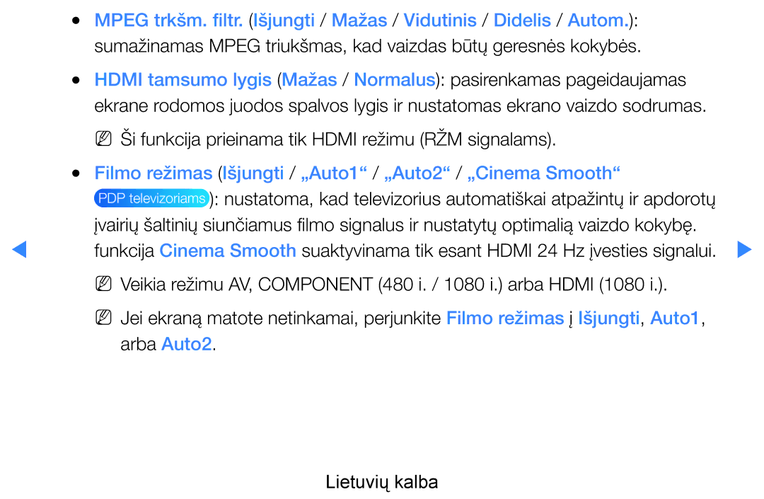 Samsung UE40D8000YSXXH, UE40D7000LSXXH, UE46D7000LSXXH manual NN Ši funkcija prieinama tik Hdmi režimu RŽM signalams 