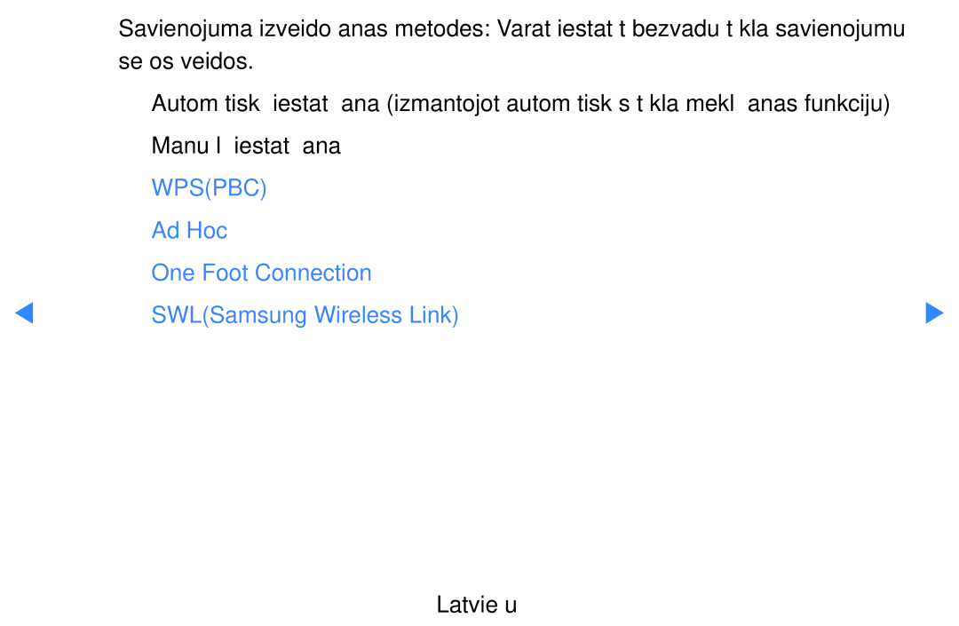 Samsung UE55D8090YSXZG, UE40D8000YSXXH manual Manuālā iestatīšana, Ad Hoc One Foot Connection SWLSamsung Wireless Link 