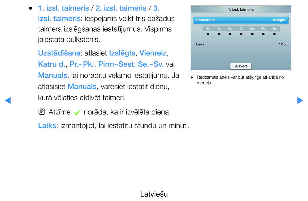 Samsung UE55D8090YSXZG manual Manuāls, lai norādītu vēlamo iestatījumu. Ja, Atlasīsiet Manuāls, varēsiet iestatīt dienu 