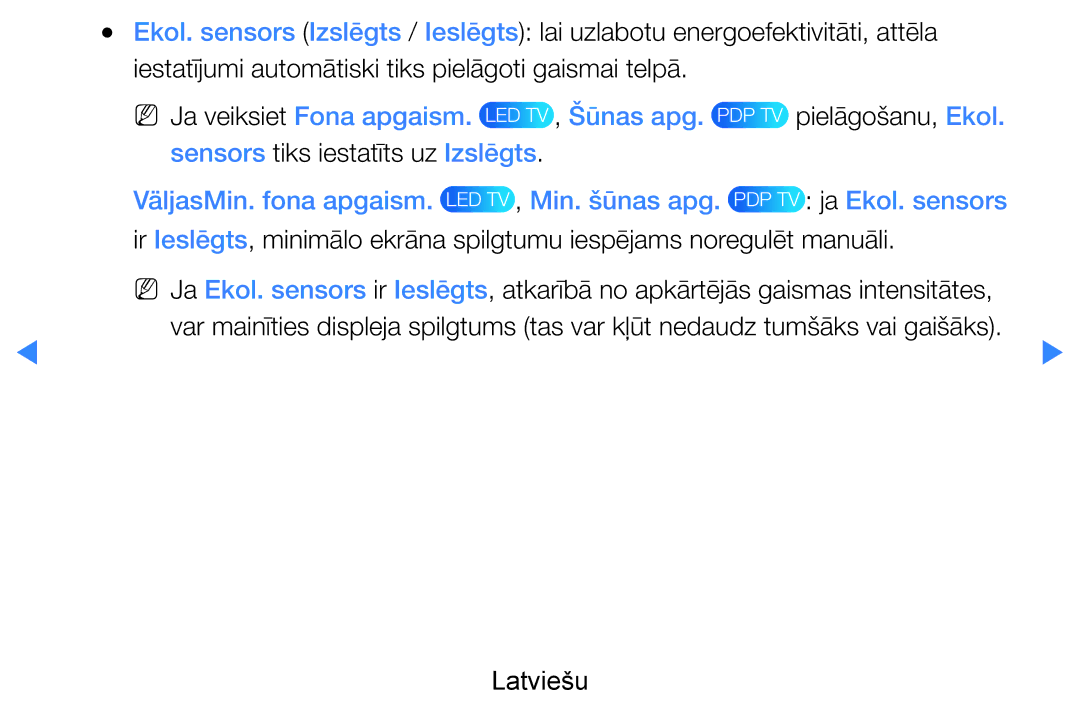 Samsung UE55D7000LSXXH, UE40D8000YSXXH manual Iestatījumi automātiski tiks pielāgoti gaismai telpā, PDP TV pielāgošanu, Ekol 