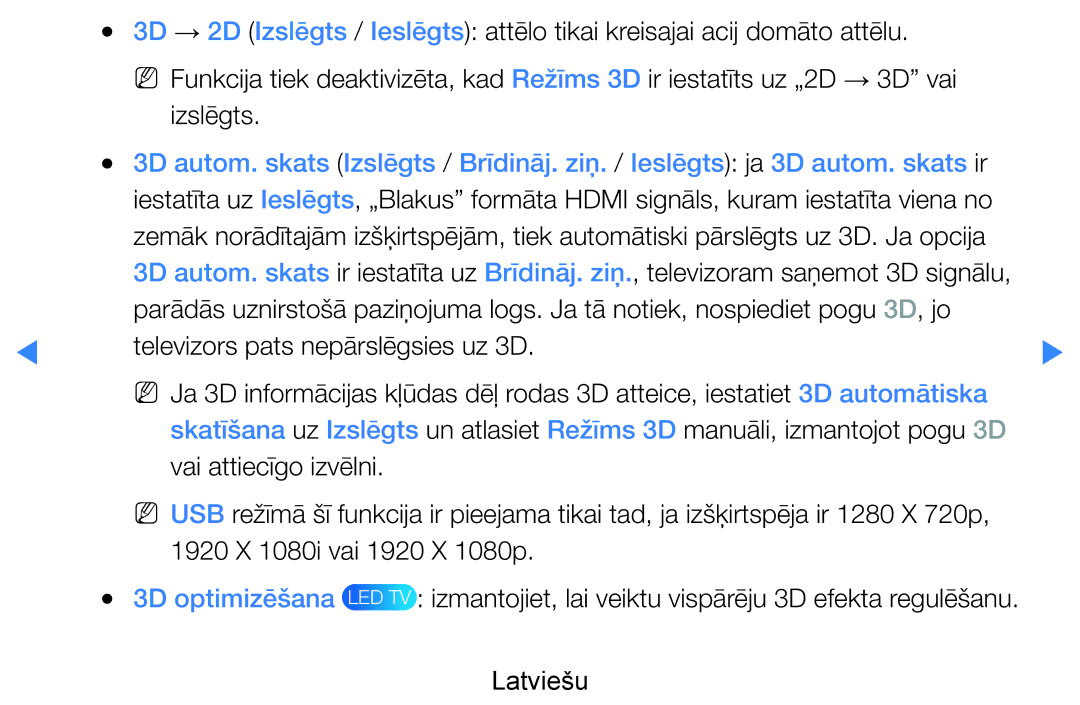 Samsung UE40D8000YSXXH, UE40D7000LSXXH, UE46D7000LSXXH, UE55D8000YSXXH manual 1920 X 1080i vai 1920 X 1080p, 3D optimizēšana 