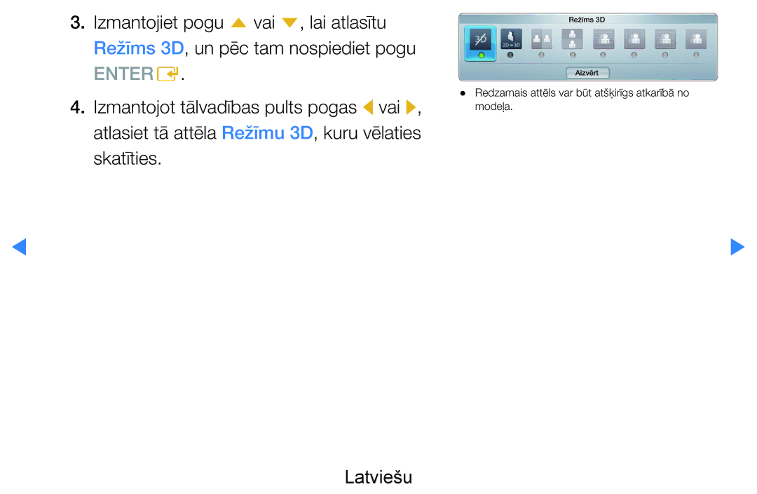 Samsung UE55D8000YSXXH, UE40D8000YSXXH, UE40D7000LSXXH, UE46D7000LSXXH, UE55D7000LSXXH, UE46D8000YSXXH manual Režīms 3D Aizvērt 