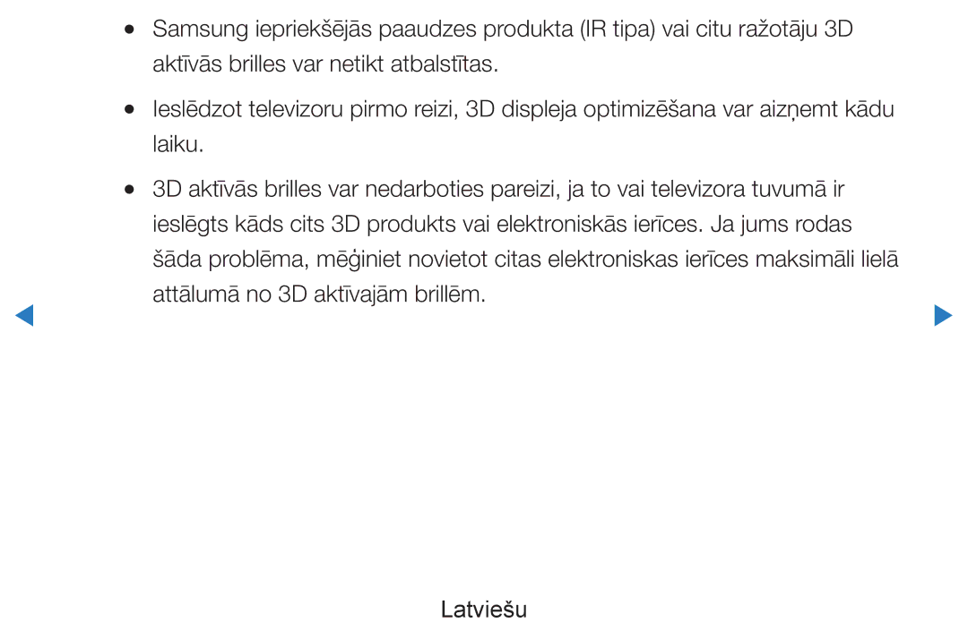 Samsung UE40D8000YSXXH, UE40D7000LSXXH, UE46D7000LSXXH, UE55D8000YSXXH manual Attālumā no 3D aktīvajām brillēm Latviešu 