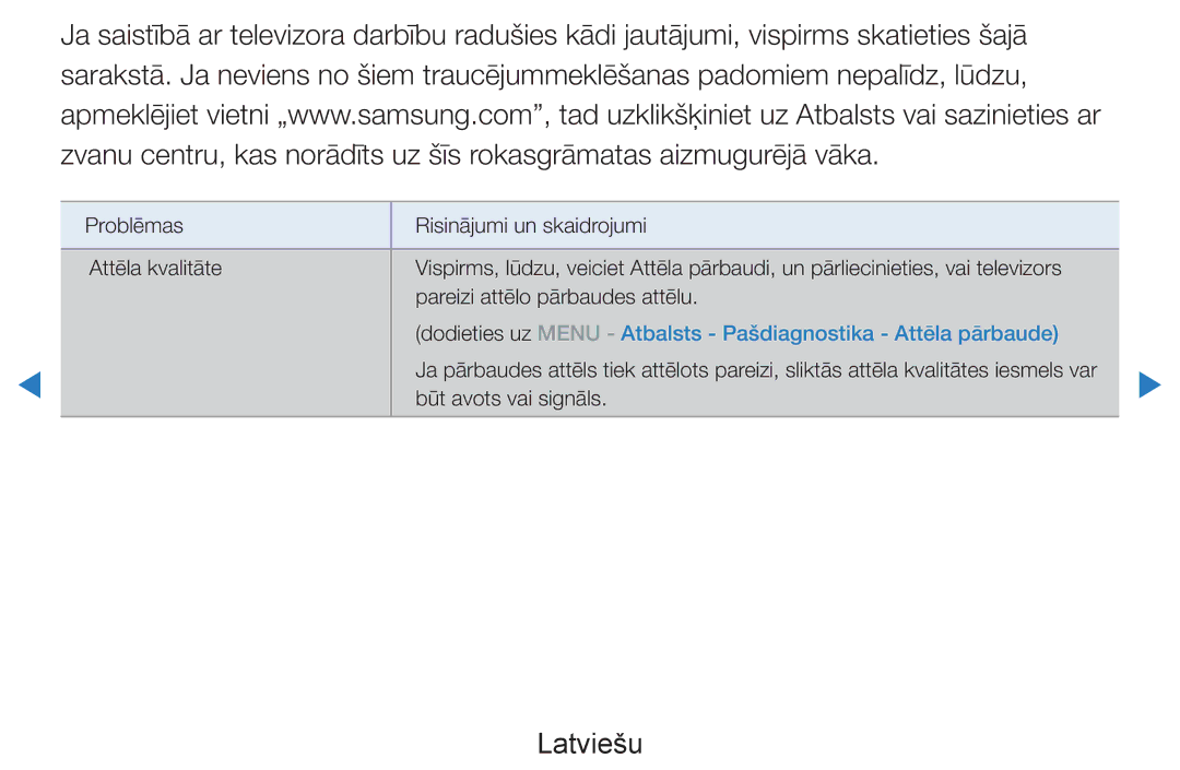 Samsung UE46D7000LSXXH, UE40D8000YSXXH, UE40D7000LSXXH manual Dodieties uz Menu Atbalsts Pašdiagnostika Attēla pārbaude 