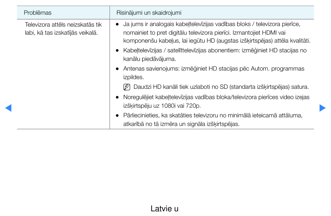 Samsung UE55D8000YSXXH, UE40D8000YSXXH, UE40D7000LSXXH, UE46D7000LSXXH, UE55D7000LSXXH manual Izšķirtspēju uz 1080i vai 720p 