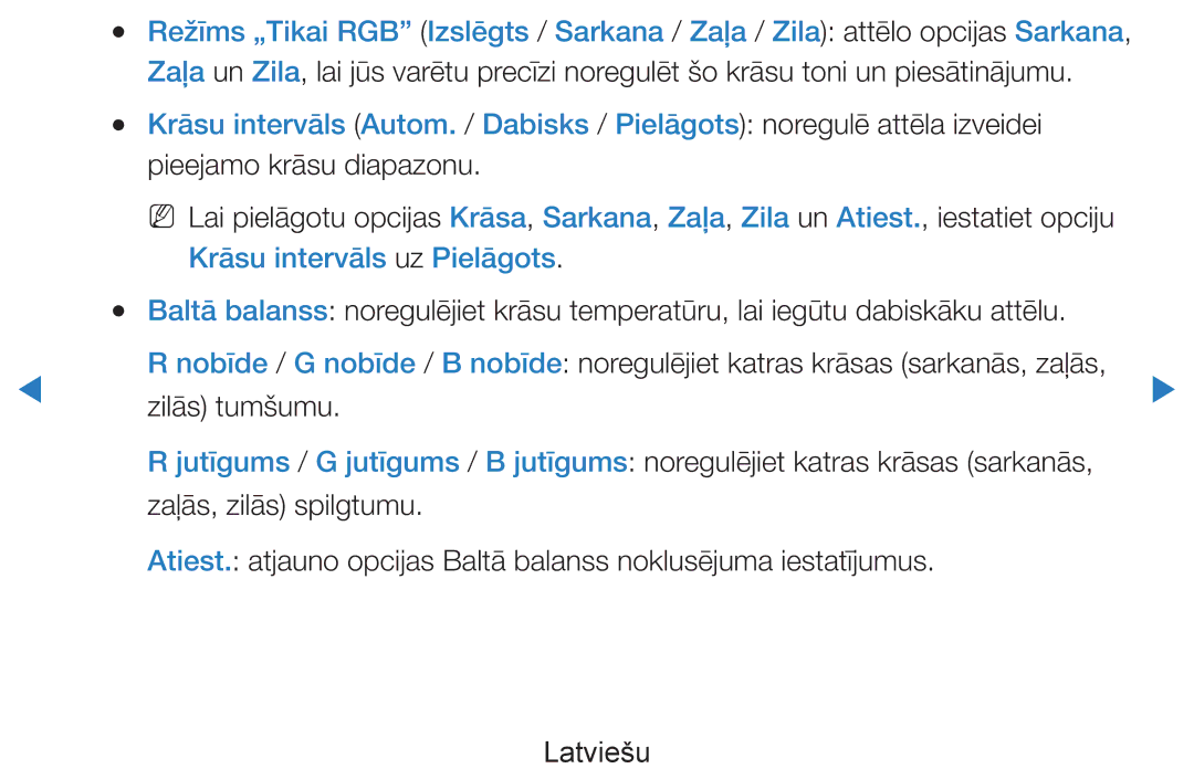 Samsung UE46D7000LSXXH, UE40D8000YSXXH, UE40D7000LSXXH manual Pieejamo krāsu diapazonu, Krāsu intervāls uz Pielāgots 