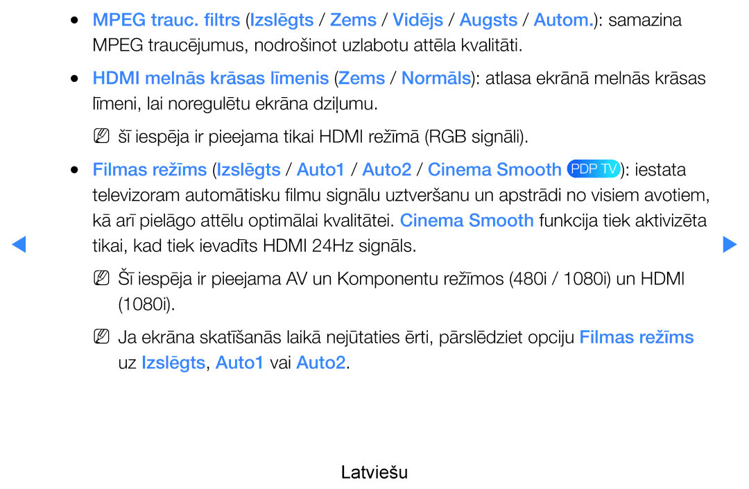 Samsung UE40D8000YSXXH, UE40D7000LSXXH manual NN šī iespēja ir pieejama tikai Hdmi režīmā RGB signāli, PDP TV iestata 