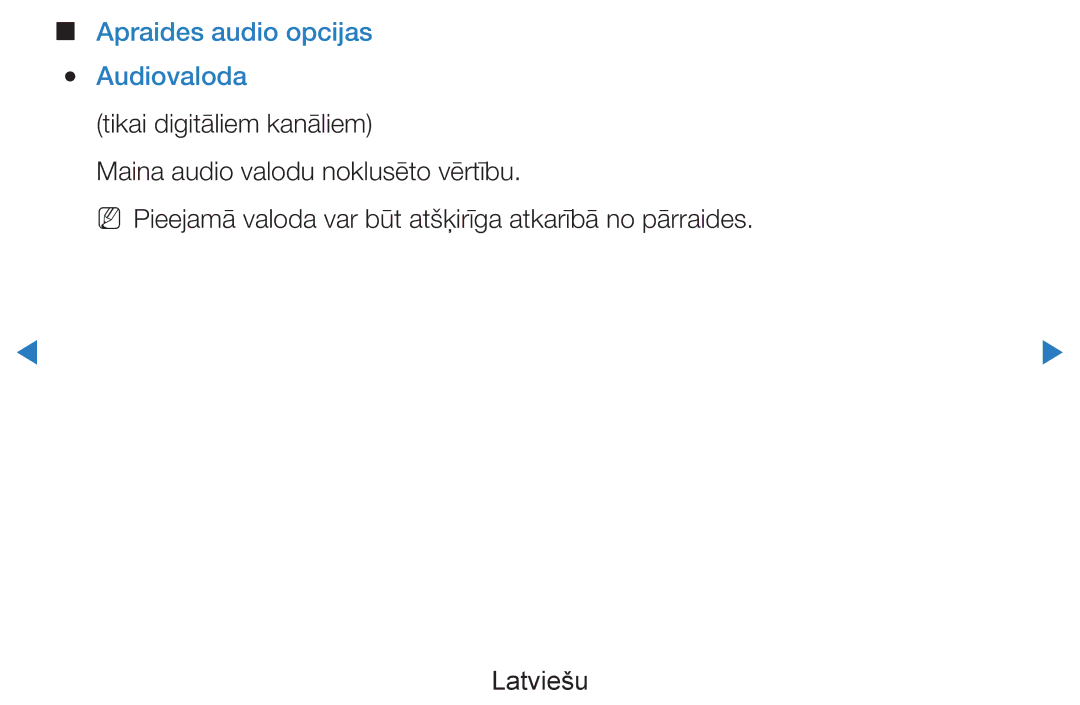 Samsung UE46D8000YSXXH, UE40D8000YSXXH, UE40D7000LSXXH, UE46D7000LSXXH, UE55D8000YSXXH Apraides audio opcijas Audiovaloda 