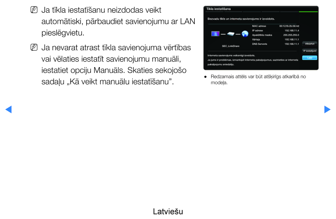 Samsung UE60D8000YSXXH manual Sadaļu „Kā veikt manuālu iestatīšanu, Bezvadu tīkls un interneta savienojums ir izveidots 