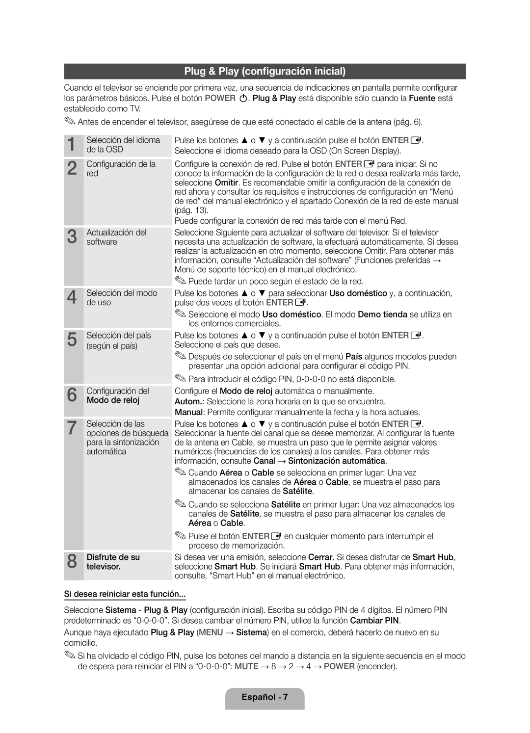 Samsung UE40D8000YSXZF, UE40D8000YSXXH, UE60D8000YSXXC, UE46D8000YSXXC manual Plug & Play configuración inicial, Televisor 