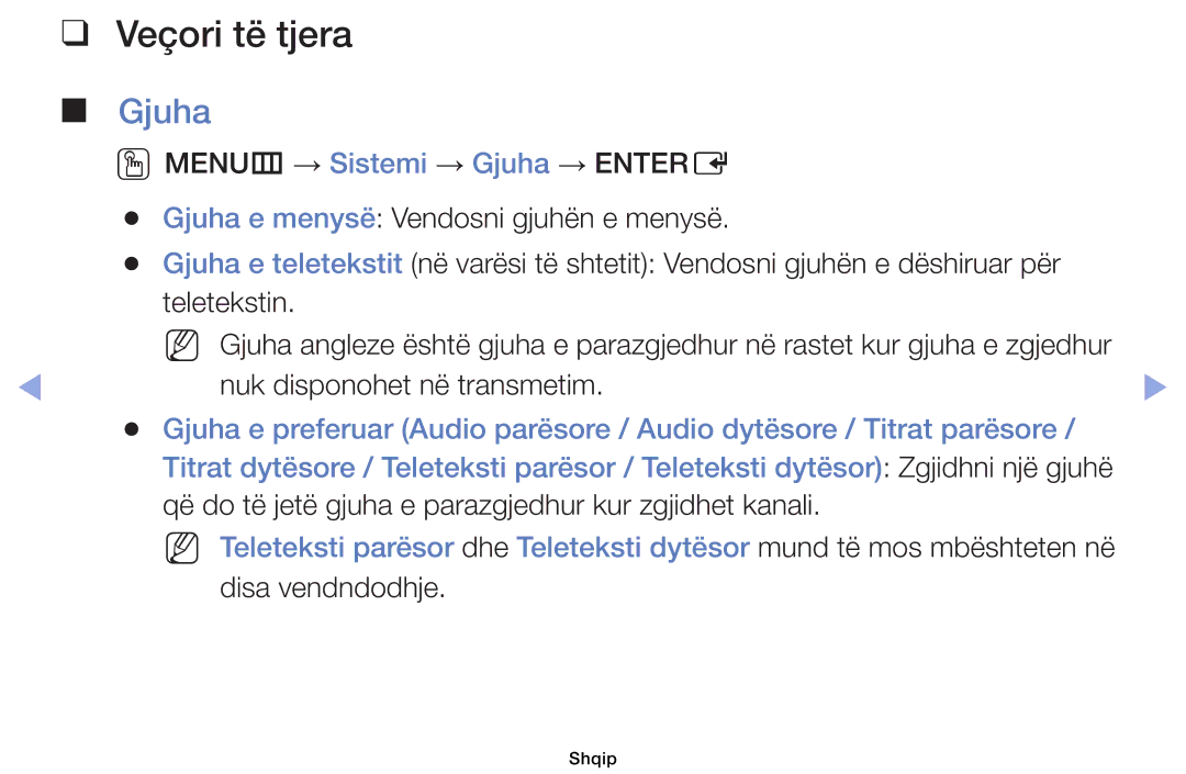 Samsung UE32EH4000WXXH, UE40EH5000WXXH manual Veçori të tjera, Gjuha, Nuk disponohet në transmetim, Disa vendndodhje 