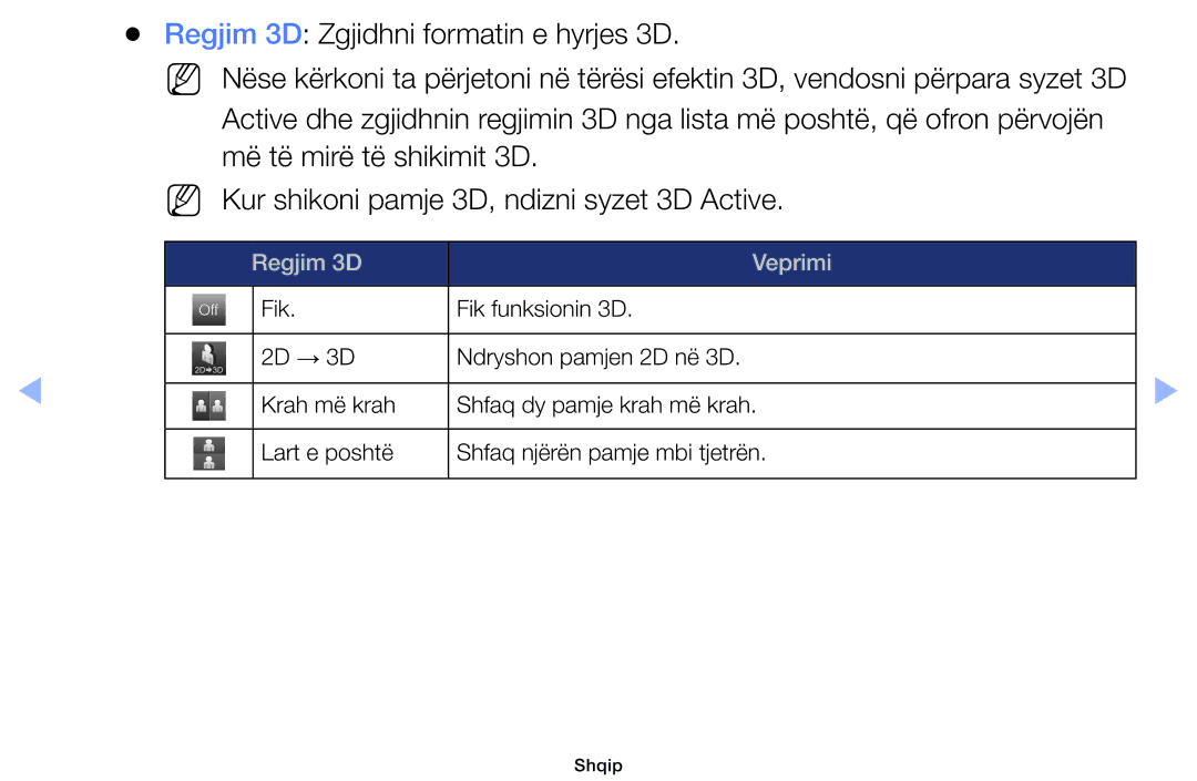 Samsung UE46EH5000WXXH, UE40EH5000WXXH, UE32EH5000WXXH Regjim 3D Zgjidhni formatin e hyrjes 3D, Më të mirë të shikimit 3D 