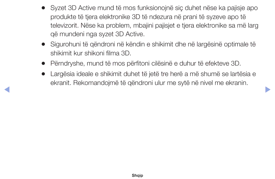 Samsung UE46EH5000WXXH, UE40EH5000WXXH, UE32EH5000WXXH, UE32EH4000WXXH, UE19ES4000WXXH manual Që mundeni nga syzet 3D Active 