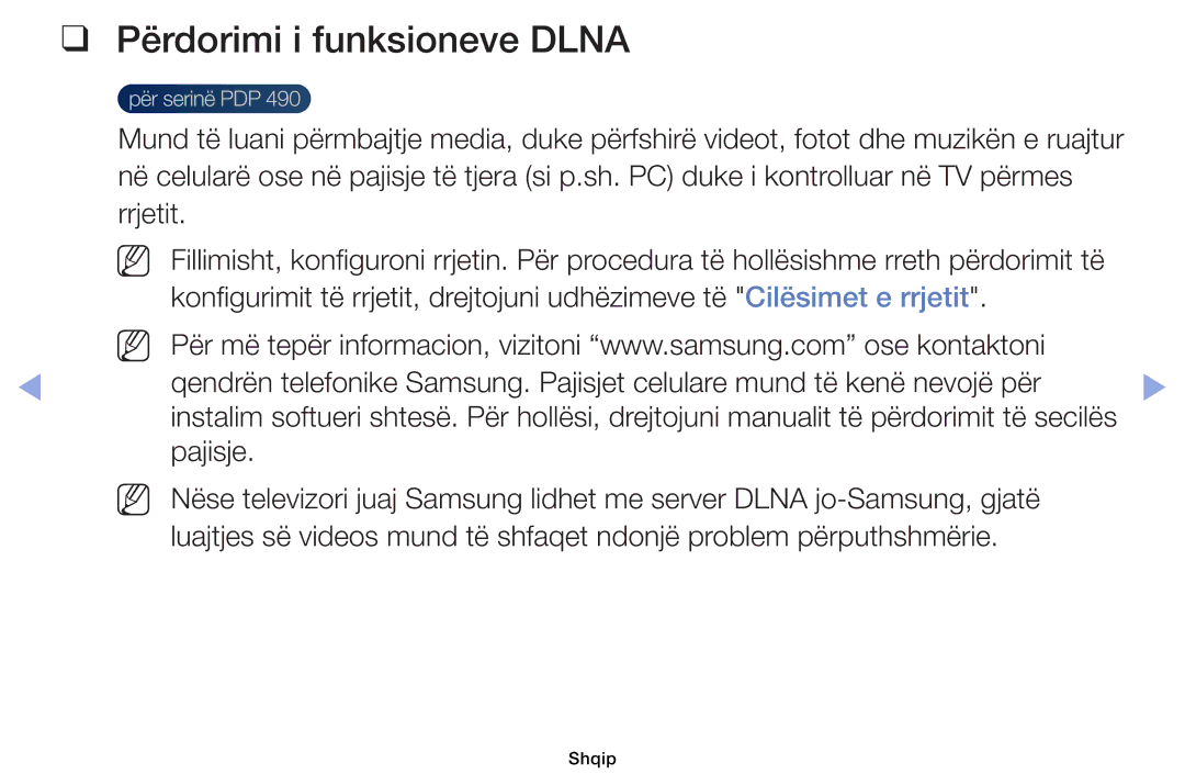 Samsung UE32EH5000WXXH, UE40EH5000WXXH, UE32EH4000WXXH, UE46EH5000WXXH, UE19ES4000WXXH Përdorimi i funksioneve Dlna, Rrjetit 