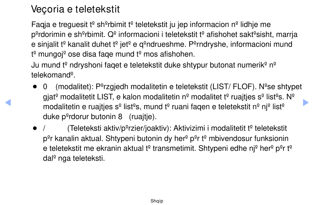 Samsung UE40EH5000WXXH, UE32EH5000WXXH, UE32EH4000WXXH, UE46EH5000WXXH manual Veçoria e teletekstit, Dalë nga teleteksti 