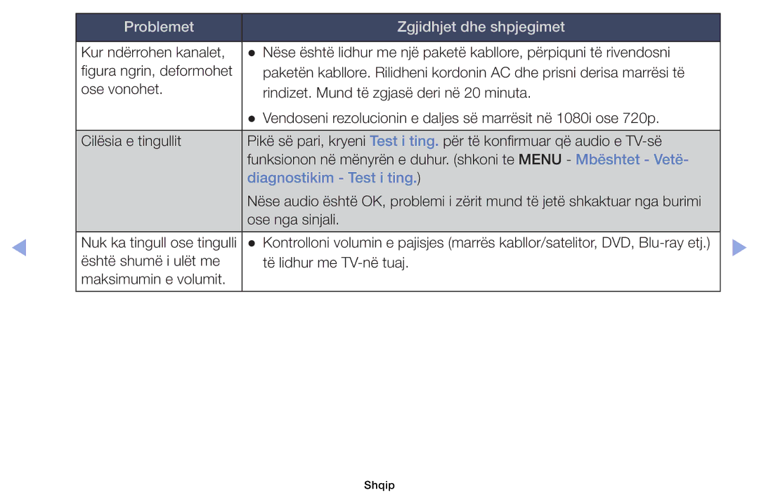 Samsung UE26EH4000WXXH, UE40EH5000WXXH, UE32EH5000WXXH, UE32EH4000WXXH, UE46EH5000WXXH manual Diagnostikim Test i ting 
