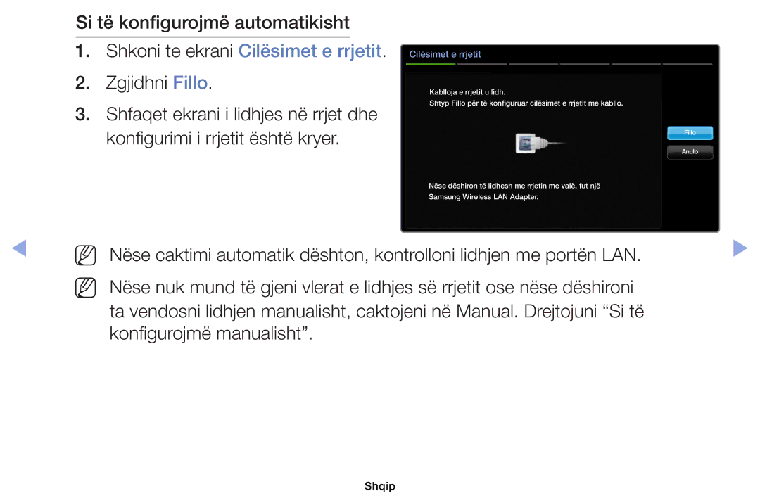 Samsung UE19ES4000WXXH, UE40EH5000WXXH manual Shfaqet ekrani i lidhjes në rrjet dhe, Konfigurimi i rrjetit është kryer 