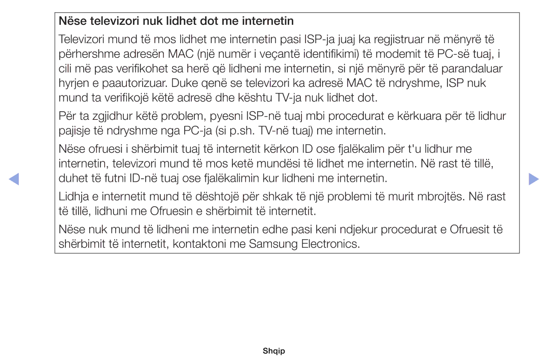 Samsung UE46EH5000WXXH, UE40EH5000WXXH, UE32EH5000WXXH, UE32EH4000WXXH manual Nëse televizori nuk lidhet dot me internetin 