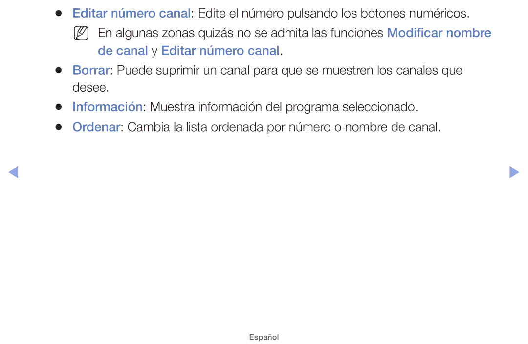 Samsung UE46EH5000WXTK, UE40EH5000WXXH, UE40EH5000WXXC, UE32EH5000WXXH, UE32EH4000WXTK manual De canal y Editar número canal 