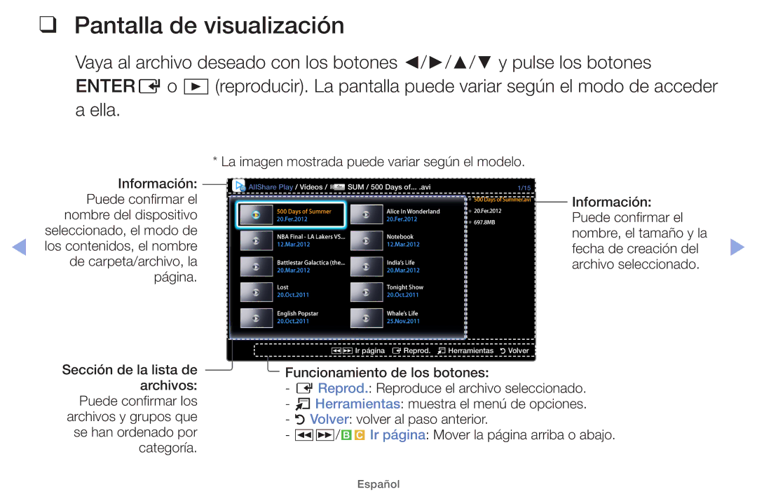 Samsung UE19ES4000WXXH, UE40EH5000WXXH, UE40EH5000WXXC, UE32EH5000WXXH, UE32EH4000WXTK manual Pantalla de visualización 