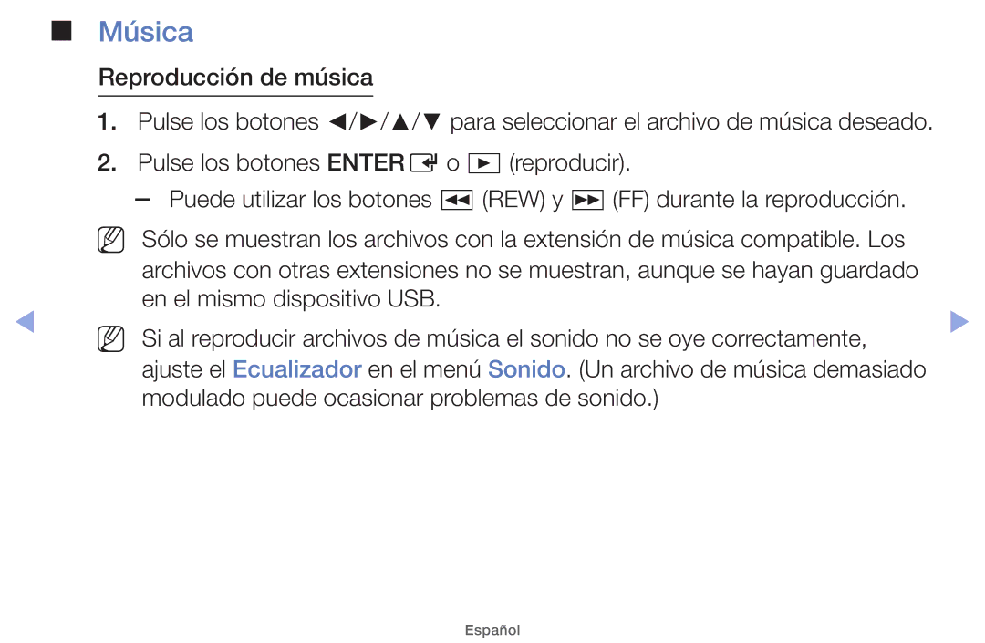 Samsung UE40EH5000WXXC, UE40EH5000WXXH, UE32EH5000WXXH, UE32EH4000WXTK Música, Modulado puede ocasionar problemas de sonido 