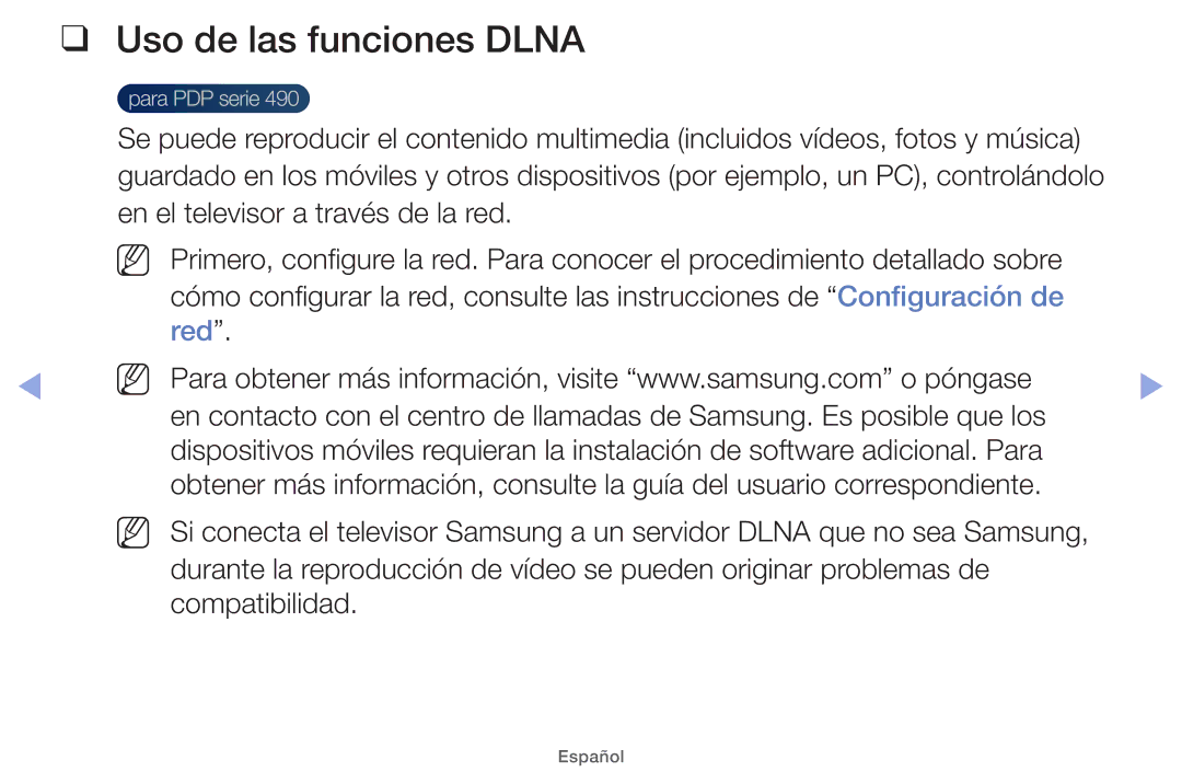 Samsung UE32EH4000WXZF, UE40EH5000WXXH, UE40EH5000WXXC, UE32EH5000WXXH, UE32EH4000WXTK manual Uso de las funciones Dlna 