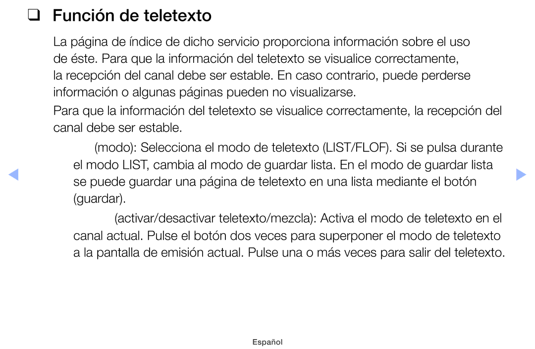 Samsung UE26EH4000WXTK, UE40EH5000WXXH, UE40EH5000WXXC, UE32EH5000WXXH manual Función de teletexto, Canal debe ser estable 