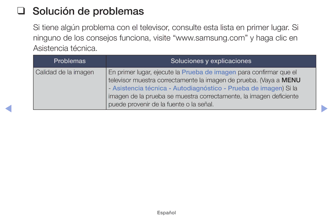 Samsung UE40EH5000WXXH, UE40EH5000WXXC Solución de problemas, Asistencia técnica Autodiagnóstico Prueba de imagen Si la 