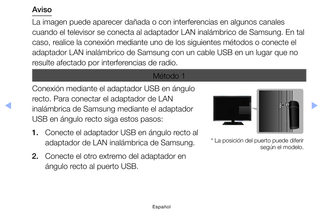 Samsung UE32EH4000WXTK, UE40EH5000WXXH, UE40EH5000WXXC, UE32EH5000WXXH La posición del puerto puede diferir según el modelo 