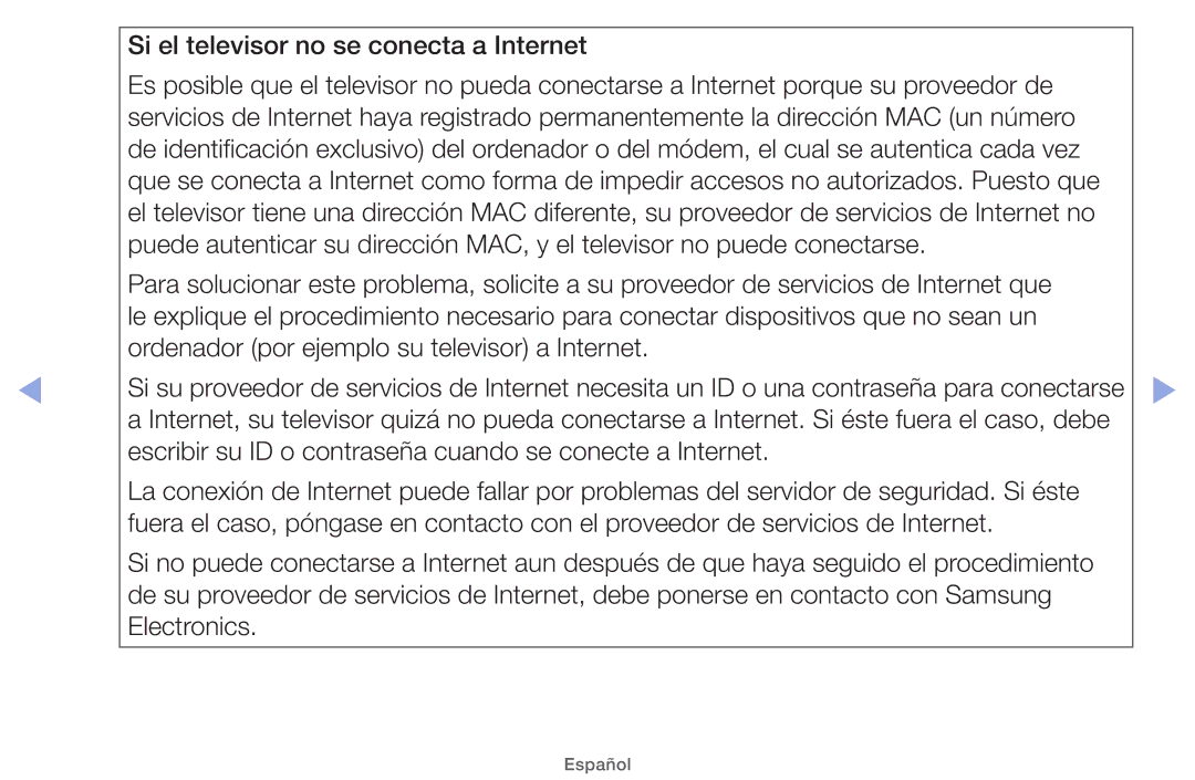 Samsung UE19ES4000WXXC, UE40EH5000WXXH, UE40EH5000WXXC, UE32EH5000WXXH manual Si el televisor no se conecta a Internet 