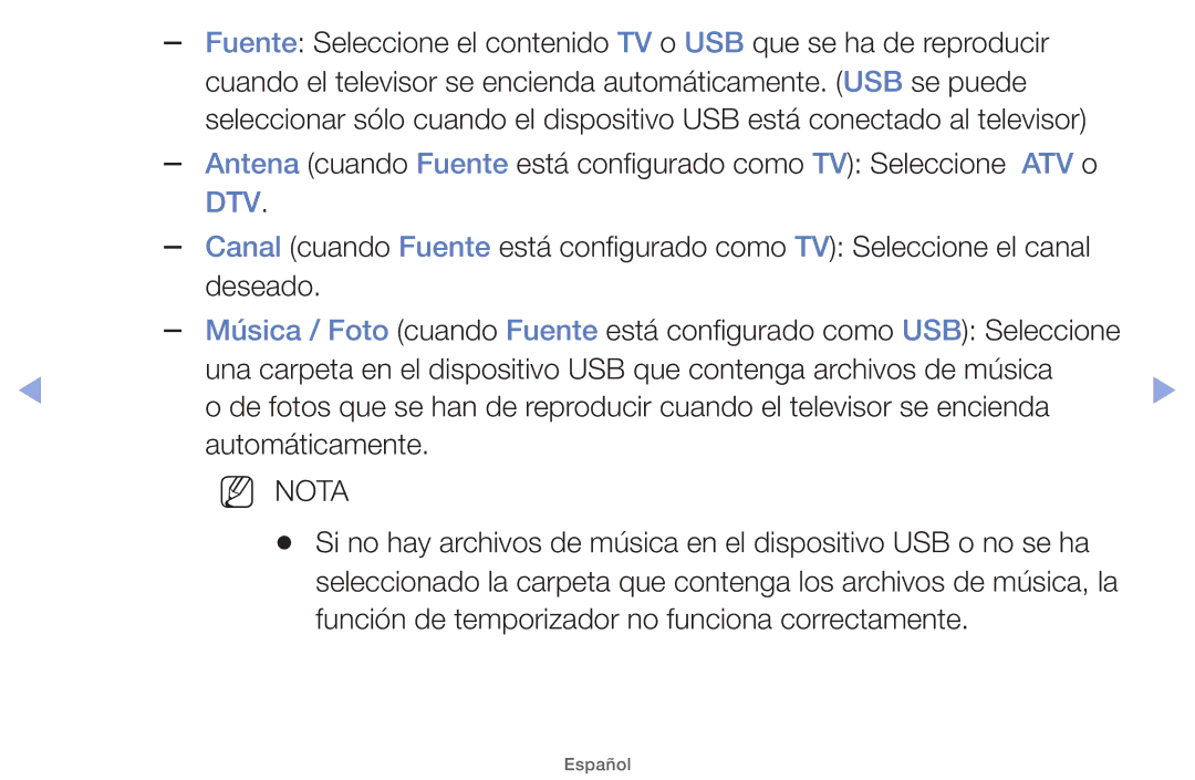 Samsung UE32EH4000WXXC, UE40EH5000WXXH, UE40EH5000WXXC manual Dtv, Función de temporizador no funciona correctamente 