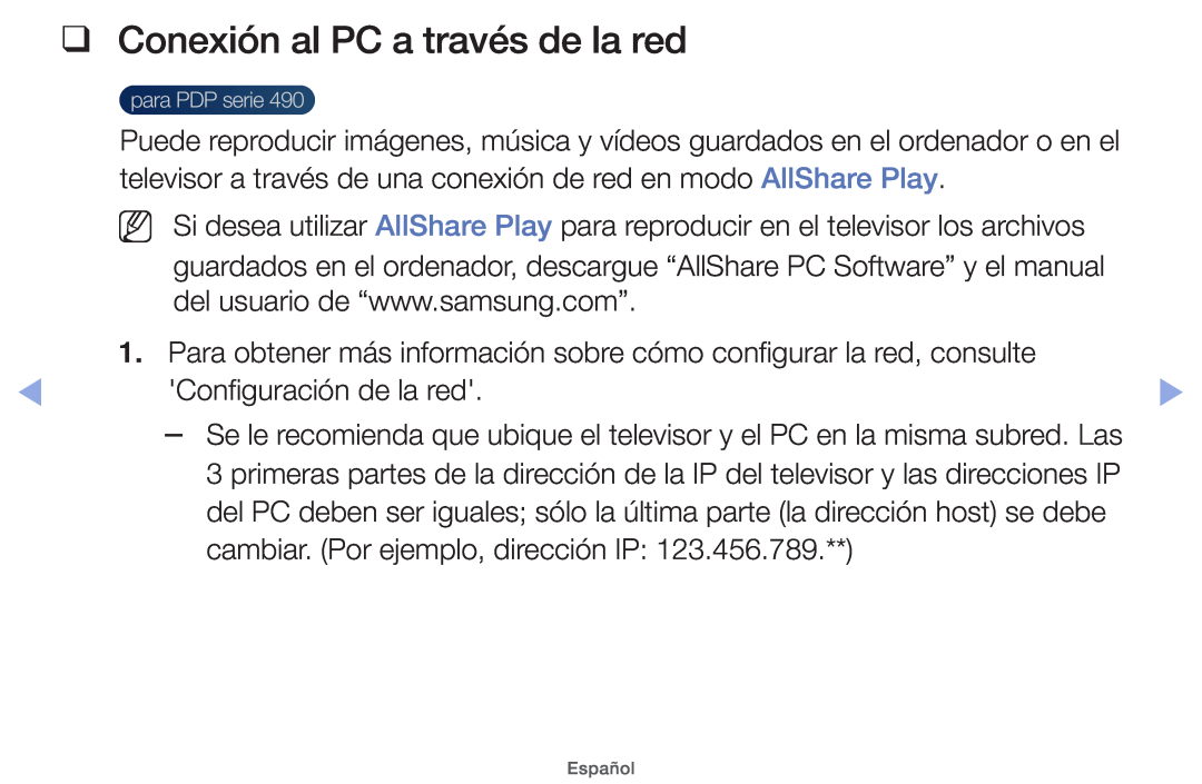 Samsung UE46EH5000WXXH, UE40EH5000WXXH, UE40EH5000WXXC, UE32EH5000WXXH, UE32EH4000WXTK manual Conexión al PC a través de la red 
