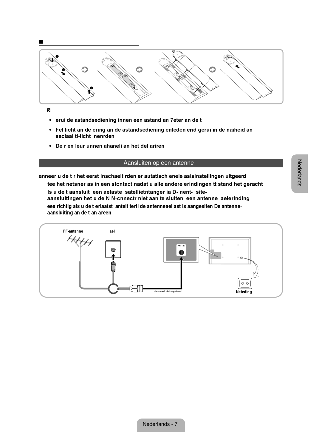 Samsung UE40EH5300WXXH, UE40EH5300WXZG, UE40EH5300WXXN Aansluiten op een antenne, Batterijen plaatsen batterijformaat AAA 