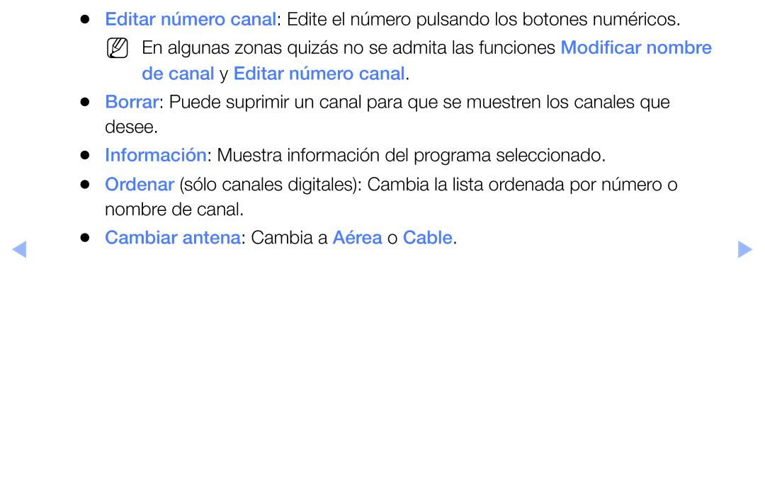 Samsung UE40EH6030WXTK, UE40EH6030WXXH manual De canal y Editar número canal, Cambiar antena Cambia a Aérea o Cable 