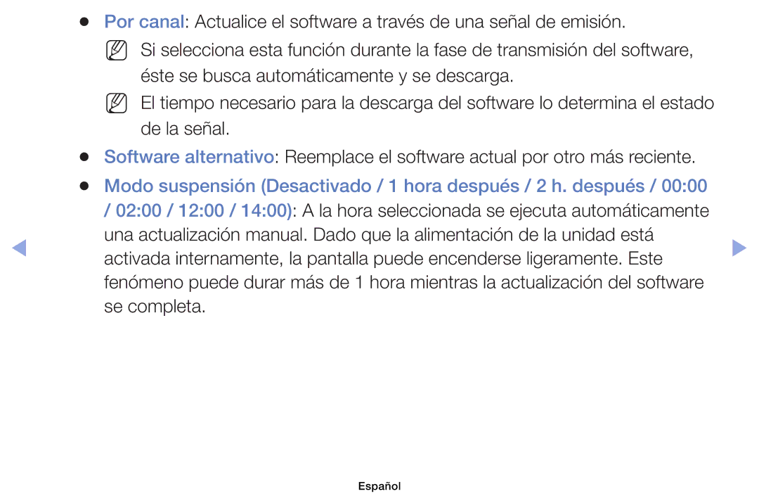 Samsung UE40EH6030WXXH, UE32EH4003WXXC manual Modo suspensión Desactivado / 1 hora después / 2 h. después, Se completa 