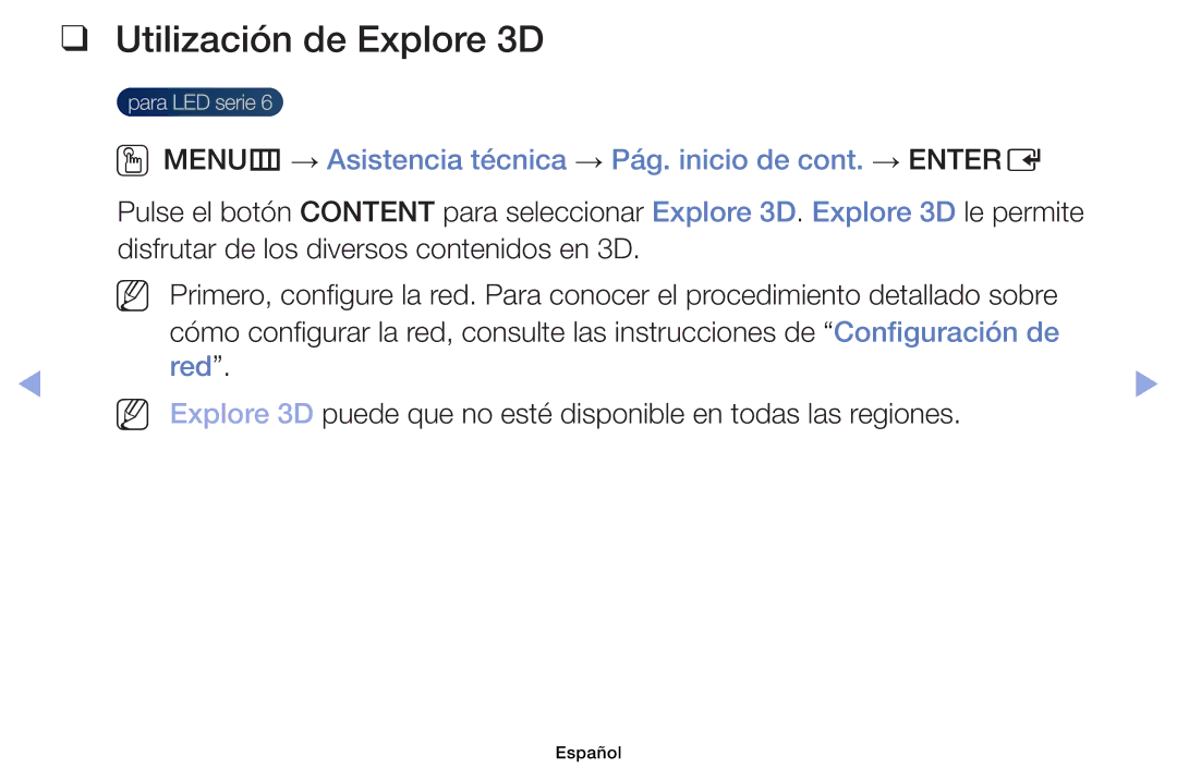 Samsung UE32EH6030WXXC, UE40EH6030WXXH, UE32EH4003WXXC, UE40EH6030WXTK, UE32EH4003WXZF manual Utilización de Explore 3D, Red 
