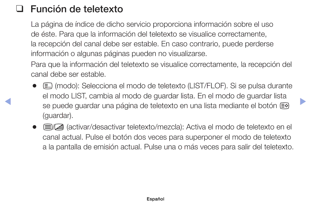 Samsung UE40EH6030WXTK, UE40EH6030WXXH, UE32EH4003WXXC, UE32EH4003WXZF manual Función de teletexto, Canal debe ser estable 