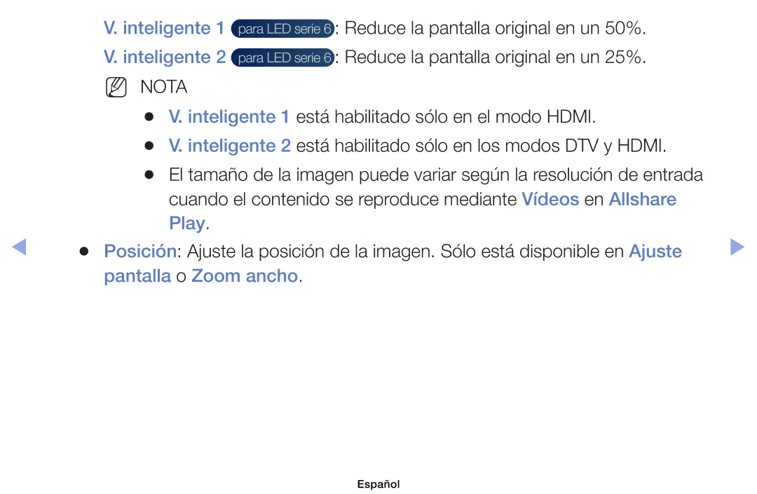 Samsung UE40EH6030WXXC, UE40EH6030WXXH, UE32EH4003WXXC, UE40EH6030WXTK, UE32EH4003WXZF manual Play, Pantalla o Zoom ancho 