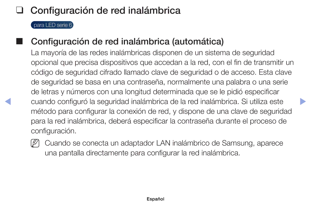 Samsung UE46EH6030WXXC, UE40EH6030WXXH, UE32EH4003WXXC, UE40EH6030WXTK manual Configuración de red inalámbrica automática 