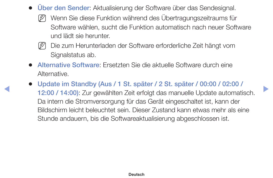 Samsung UE46EH6030WXZG, UE40EH6030WXXH, UE46EH6030WXXH manual Update im Standby Aus / 1 St. später / 2 St. später / 0000 