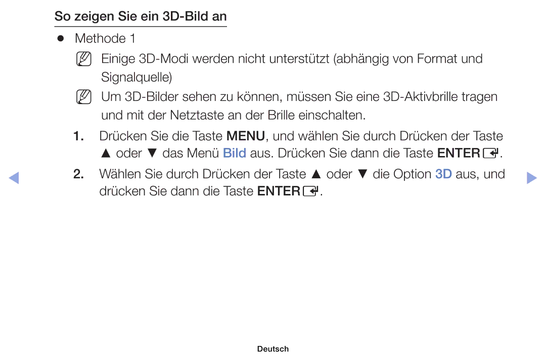 Samsung UE46EH6030WXXH, UE40EH6030WXXH, UE32EH4003WXZG manual Oder das Menü Bild aus. Drücken Sie dann die Taste Entere 