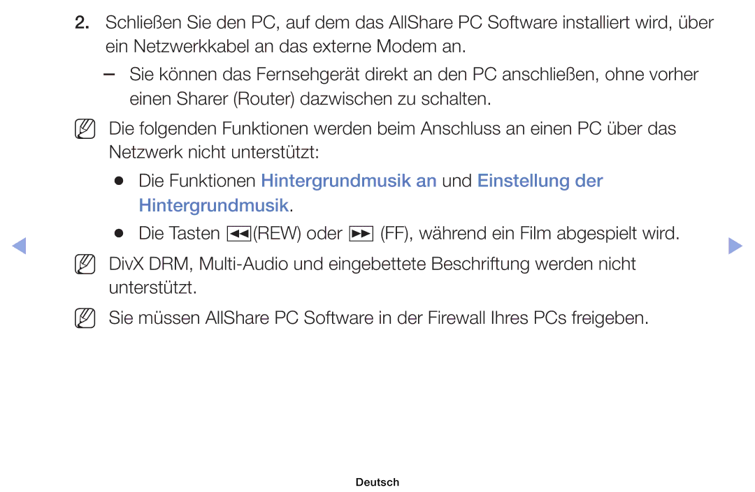 Samsung UE32EH4003WXTK, UE40EH6030WXXH, UE46EH6030WXXH manual Die Funktionen Hintergrundmusik an und Einstellung der 