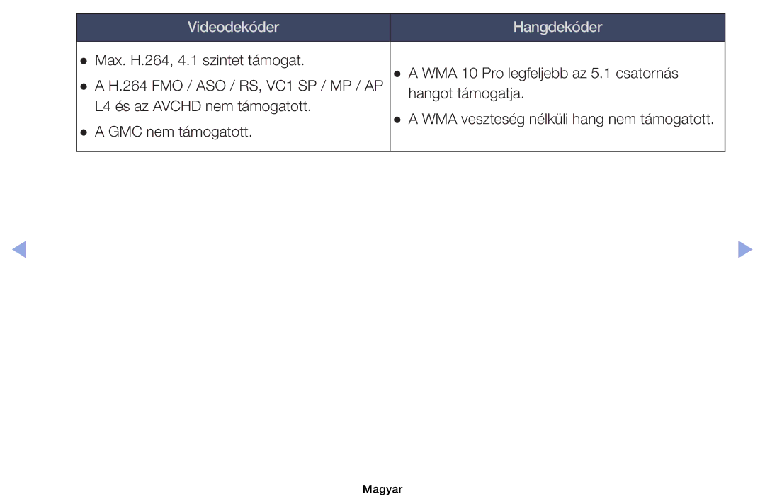 Samsung UE32EH4003WXBT, UE40EH6030WXXH, UE46EH6030WXXH, UE32EH6030WXXH, UE32EH4003WXXH manual Videodekóder Hangdekóder 