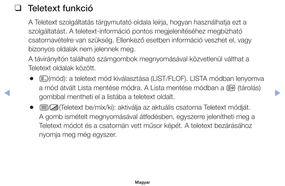 Samsung UE32EH4003WXBT, UE40EH6030WXXH, UE46EH6030WXXH, UE32EH6030WXXH, UE32EH4003WXXH, UE32EH4003WXZF manual Teletext funkció 
