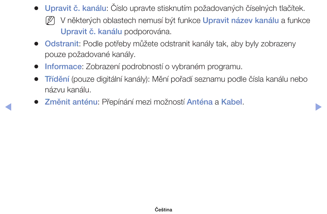 Samsung UE46EH6030WXBT, UE40EH6030WXXH, UE46EH6030WXXH, UE32EH6030WXXH, UE32EH4003WXXH manual Upravit č. kanálu podporována 