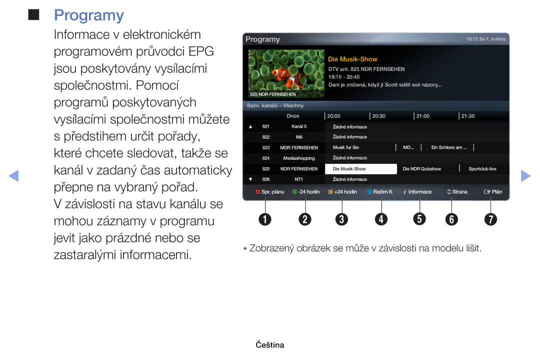 Samsung UE32EH6030WXBT manual Programy, Přepne na vybraný pořad, Jevit jako prázdné nebo se, Zastaralými informacemi 